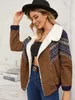 女性秋冬厚いジャケットダブルブレスト部族プリントフェイクシェアリングカラーコーデュロイジャケット熱い販売クールな冬コートサイズS-XL