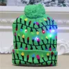 2024 LED عيد الميلاد قبعة عيد الميلاد زخارف قبعة زخارف تضيء القبعات الدافئة للأطفال البالغين ديكور عيد الميلاد العام الجديد