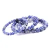 6mm 8mm 10mm Blauer Punkt Stein Perlen Armband Balance Yoga Freundschaften Strang Schmuck für Frauen Männer