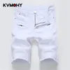 Białe dżinsowe szorty dla mężczyzn Cargo Bermuda Mężczyzna Make Mashed Dżins Krótki Plus Homme13387874