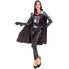2020 Halloween Cosplay Nieuwe paar lederen toekomstige krijger kostuum ridder pak een stuk pak met mantel kostuum zwart-size groothandel