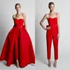 Klikor Jabotian Kırmızı Tulumlar Örgün Abiye Ayrılabilir Etek Tatlım Gelinlik Modelleri Parti Kadınlar Için Parti Giyim Pantolon Ismarlama