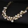 Imitation Pearl Necklace Earrings Dubai Wedding Jewelry Set for Women Dresses Accessories Gold Colors