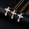 Vintage Hip Hop Cross Necklace Pendant Iced Out Zirocn Gold Silver Plated Mens Bling Smycken Gift