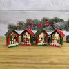 Christmas DIY Assembled Cabin Wooden DIY Lighted Cabin with Hanging Rope Merry Christmas LED Lights Wooden House