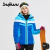 Jaquetas de esqui super quente mulheres jaqueta de esqui roupas de snowboard à prova de vento à prova d 'água respirável esporte ao ar livre desgastar casaco fêmea engrossar térmico