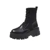 Patent Leather Black High Platform Boots Women Fashion Martin Boots Women 2020 Non-slip Wear-resistant Sole Ankle Boots Ladies