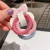 um pacote de 3 pcs Japão coreano bonito Cord Mulheres Elastic Rubber Telefone do cabelo do fio Gravatas bandas Scrunchie Set headband
