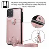 Luxe Lanyard Cover Case voor iPhone 12 11 Pro Max Wallet Case voor iPhone XR XS SE Beschermende Telefoon Gevallen Leren Handtas Case