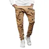 Homens casuais corredores calças sólidas finas de cargas de cargas masculinas Multi-bolso Calças Mens Sportswear Hip Hop Harem Lápis Pant
