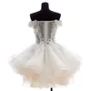 Novo adorável vermelho curto vestidos de baile querida flores organza formatura vestido festa baile formal