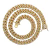 Cadenas de cobre oro color plateado collar de hombre iced fuera CZ Bling 10mm Miami Cadena cubana Hombres Hip Hop Rock Jewelry Choker Gifts1