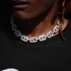 2020 HipHop ECED Out Bling 5A Baguette CZ Lock Pin Cuban Link Chain Halskette für Frauen Männer Mode Choker Schmuckgeschenk Whole9620803