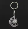 20pcs/lot Key Ring Keychain Jewelry Silver Plated Lucky Moon Star Charms silver pendant Gift