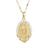 聖なる聖母メアリーペンダントネックレス宗教Dainty Golden Christian Cubic Zircon Necklace Women Collier Femme Christian Jewelry2264