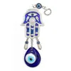 Lucky Eye Hamsa Glass Evil Eye Charm Keychain Silver Color Car Keyring Key Chain Wall Hanging Jewelry for Women Men EY65313530543