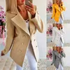 Damenjacken HEFLASHOR Frauen Casual Wolle Herbst Zweireiher Vintage Büro Dame Kleid Mäntel Schlank Solide Jacke Oberbekleidung Femme