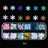 Gemischte 12 Farben holographische Schneeflocken Weihnachten Nagel Pailletten Glitzer Weihnachten Nail Art Dekorationen Aufkleber 3D Flocken Charms2151485