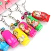 Anahtarlık 12 adet Set Rusça Yuvalama Bebekleri Anahtar Yüzük Babushka Matryoshka Figürinler Çocuk Toy1310b