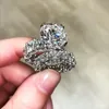 2020 New Arrival Top Sprzedaj Luxury Biżuteria 925 Sterling Silver Duży Okrągły Cut White Topaz CZ Diamond Para Pierścienie Kobiety Wedding Bridal Ring