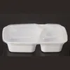 Disposable 1000ML Plastic dinner Box Packaging 2-compartment Food Lunch Storage Holoder 3 colors Take Out Boxes Tableware 150 sets/lot