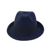 Felt lã unissex rolo acima do short Brim Jazz Fedora chapéus com fita preta mulheres homens formal do partido Trilby Floppy Hat