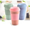 3 stijl eco tarwe strovezel koffiemok flessen 12oz auto cup kantoor cup persoonlijkheid plastic lichaam siliconen deksel tuimelaar
