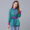 Tang Suit Women festival party stage wear seta cinese Top Solid Top Hanfu Camicetta a maniche lunghe Camicia vintage Abbigliamento femminile tradizionale