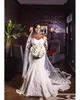 2021 Vintage Afryki Koronki Syrenki Suknie Ślubne Suknie Ślubne Sheer Full Sleeve Aplikacje Długie pociąg Plus Size Bride Dress Vestidos de Novia
