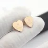 Europe America Simple Fashion Style Lady Women Titanium Steel Engraved G Initials Heart Stud Earrings 3 Color