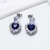 Dangle Chandelier Charmant Belle Big Blue Stones Boucle d'oreille Femme Bijoux Coeur Design Boucles d'oreilles pour femmes Cadeaux pour femme1