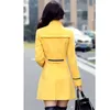 ウールコート女性イエローM-3XLプラスサイズ2020秋冬新韓国のファッションスリムオフィスレディープロの服LD1418