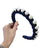 Fashion Women Faux Pearls Inlaid Velvet Wrap Hair Hoop Wide Headband Accessory hair padded headband head bezel hair hoop band