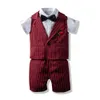 Newinfantil criança menino traje cavalheiro 4 peças terno moda bebê jaqueta roupas do padrinho 0123451763423
