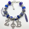 Mode bricolage cristal grand trou perles ZPB bracelet lettre grecque société ZETA PHI BETA sororité bijoux bracelet8330746