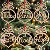 2020 Christmas Ornament Christmas letter Wood Pattern Christmas Tree Decorations Home Festival Ornaments Hanging Gift 6 pc per bag FY7173