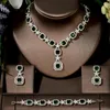 Earrings & Necklace HIBRIDE Trendy 4pcs Square Shape Jewelry Sets For Women Wedding Full Cubic Zirconia Dubai Bridal 2021 Dress N-223v