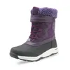 Boys And Girls Waterproof Snow Boots Kids Mid-calf Fleece Lined Winter Shoes Black Navy Grey For Outdoor Walking Hiking