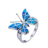 Cluster ringen schattige vlinder dier ontwerp ring imitatie blauw vuur opaal voor vrouwen accessoires sieraden bohemien verklaring meisje geschenk1