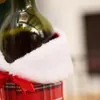 フッハの格子縞のリネンボトル服を持つ新しいワインカバー17 * 23cmクリエイティブワインの瓶カバーファッションクリスマスの装飾CYZ2765 50ピース