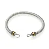 Groothandel (10 stks) Mode Titanium Rvs Mannen Haak Armband Goud Staal Kleur Twist Kabel Draad Armbanden Armbanden