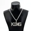 Chains CZ Zircon HipHop Necklace KING Letter Men Pendant Bling Iced Out Cuban Link Gold Chain Crystal Rhinestone Male Jewelry1194S