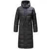 Hooded Extra Long 90% Duck Down Overcoat Men Casual Black Outwear Down Jackets Male Thick Down Coat Fashion Puffer Jacket JK-784 T200907