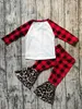 クリスマスハロウィーンの子供服セットカボチャプリント長袖トップ+ Plare Plated Leopard Pants 2pcs /セット幼児服M2717