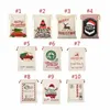 10 Stijl Kerstcadeau Trekkoord Tassen Katoenen Doek Bundel Pocket Printed Canvas Xmas-Tas Kinder Kerstcadeaus Tas T9i00573