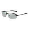 Merk Pochromic zonnebrillen Herenovergangslens Drijven Gepolariseerde zonnebril voor mannen Fashion Rimless UV400 Mirrored Goggles4268339