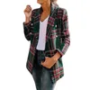 Womens 자켓 코트 가을과 겨울 격자 무늬 긴팔 양면 의류 스웨터 코트 캐주얼 스타일 패션 2 색