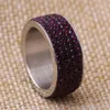 anillo de dedo de la manera caliente del estilo de acero inoxidable de color verde púrpura de piedra de cristal mujeres