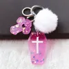 Nyckelringar 1pc Kvinnor Keychain Fasion Glitter Kista Planchette Flatback Rresin Charms Handväska Keyring med Puffer Ball Board