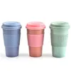 Wholesale 3 Colors Wheat Straw Fiber Coffee Mug Bottles 12oz Office Car Cups ECO BPA Free Plastic Mugs